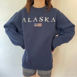 Vintage Navy 'ALASKA' Crewneck Sweatshirt with Flag